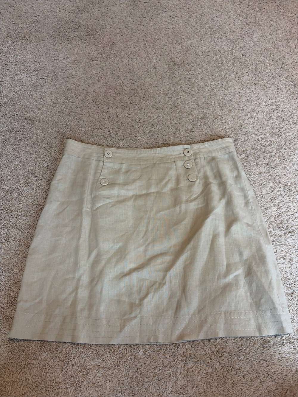 Max Studio Beige Tan Brown 100% Linen Mini Skirt Size 12